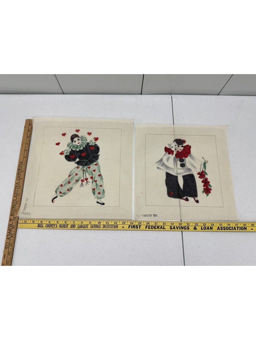 Clowns Pierrot Rare Vintage Needlepoint Tapestry Canvas P293 P279